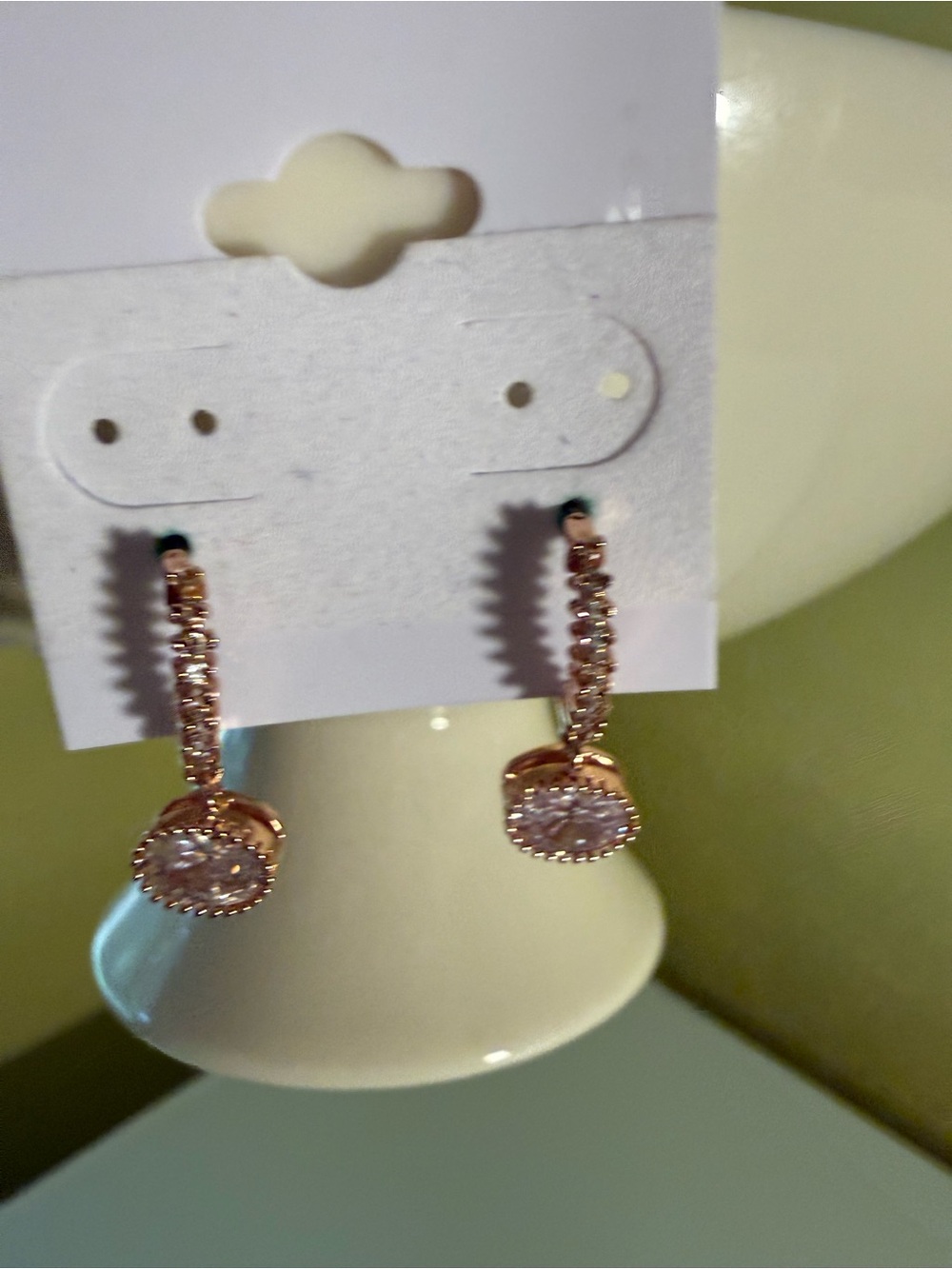 Rose Gold Cubic Zirconia Drop Earrings - Sparkling Dangle